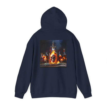 Cozy interior view of the Skull Potion Bottle Hoodie - Witchy Gothic Spellcraft Sweatshirt featuring the double-lined hood.