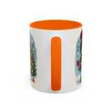 Christmas Snowman Coffee Mug highlighted with a festive background, ideal for winter celebrations.