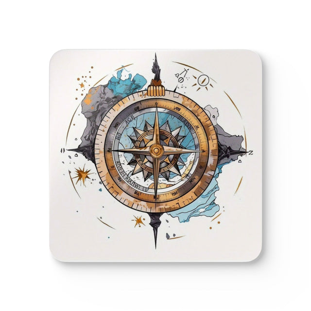 Nautical Compass Cork Coaster Set featuring colorful designs, perfect for home decor and gifts.