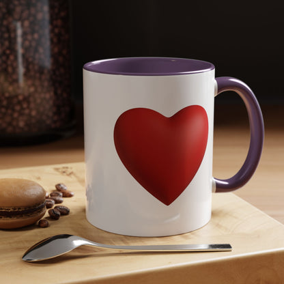 Heart Accent Coffee Mug – Red Heart Design (11oz)