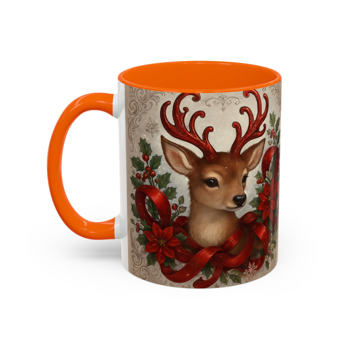 Beautifully designed Christmas Reindeer Coffee Mug in a festive atmosphere.