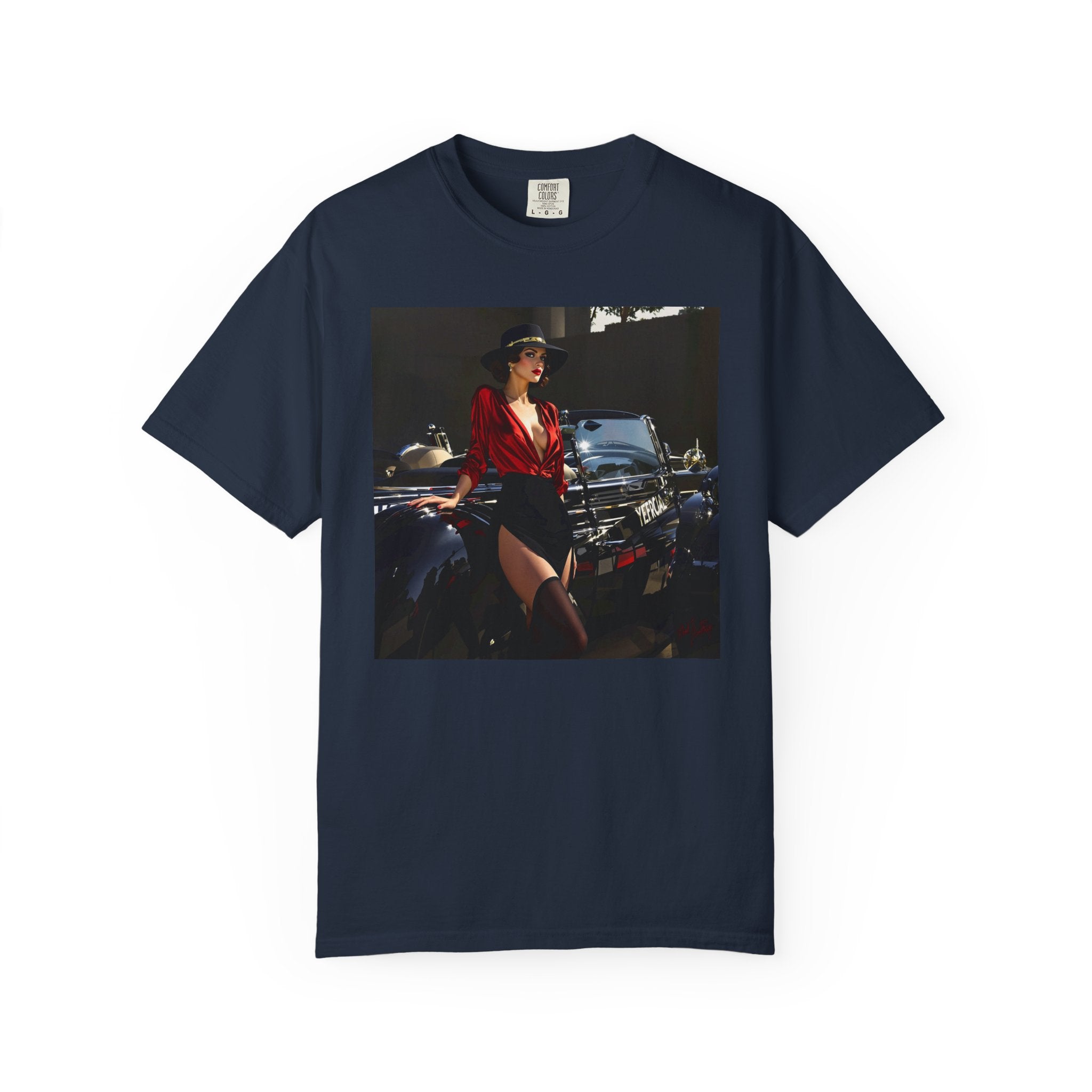 Vintage Glamour T-Shirt folded neatly, showing soft fabric and elegant garment-dyed finish for everyday wear.
