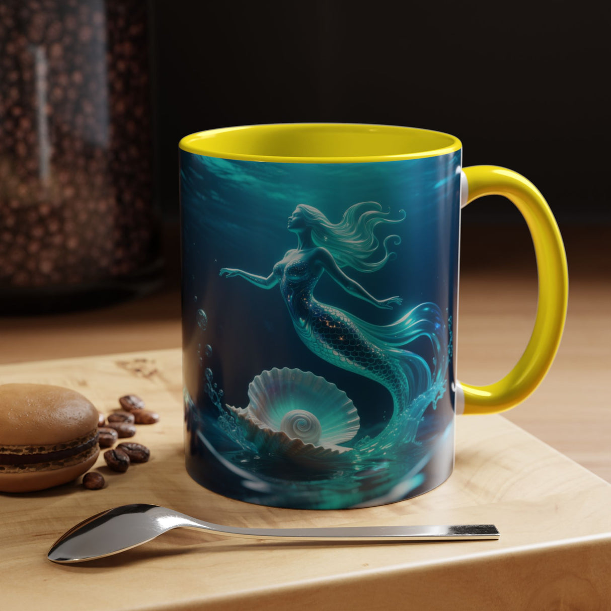 Mermaid Shell Accent Coffee Mug – Ocean Fantasy 11/15oz US
