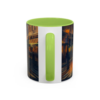 Vintage-Inspired Cityscape Accent Coffee Mug - 11oz &amp; 15oz in a trendy cafe display.