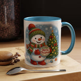 Artful display of the Christmas Snowman Coffee Mug, perfect for gifting during the festive season.