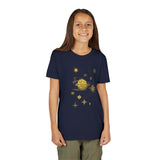 The Celestial Compass Youth Tee against a backdrop of night sky, illustrating its design inspiration.