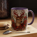 11 oz Christmas Reindeer Coffee Mug in vibrant colors, perfect for the holiday season.
