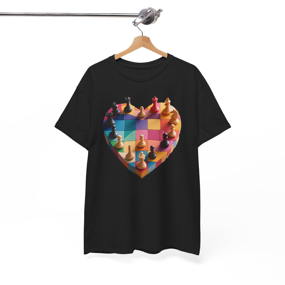 Individual wearing the Chess Heart T‑Shirt at a chess tournament, showing their passion.