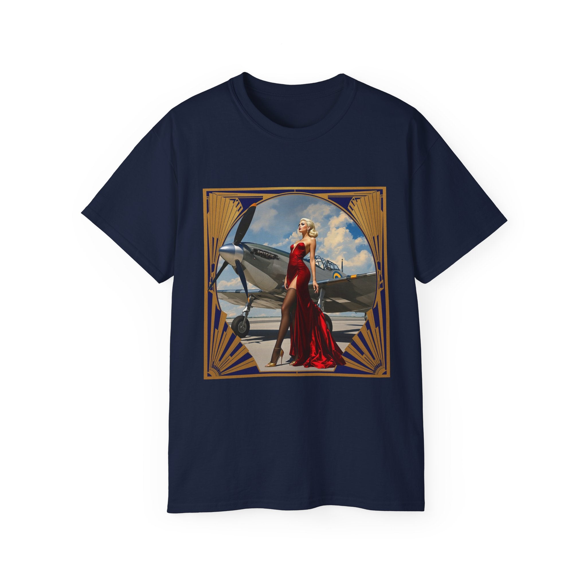 Vintage Glamour Aviation Tee, Retro Shirt, Unisex Graphic T-Shirt, Gift for Aviation Lovers, Art Deco Style Apparel