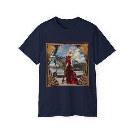 Vintage Glamour Aviation Tee, Retro Shirt, Unisex Graphic T-Shirt, Gift for Aviation Lovers, Art Deco Style Apparel