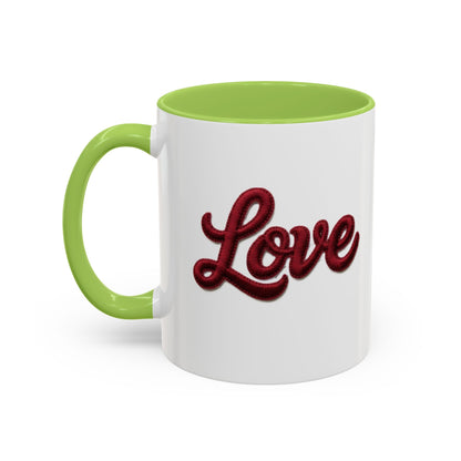 Love Accent Coffee Mug — Red Script Love Design (11oz)