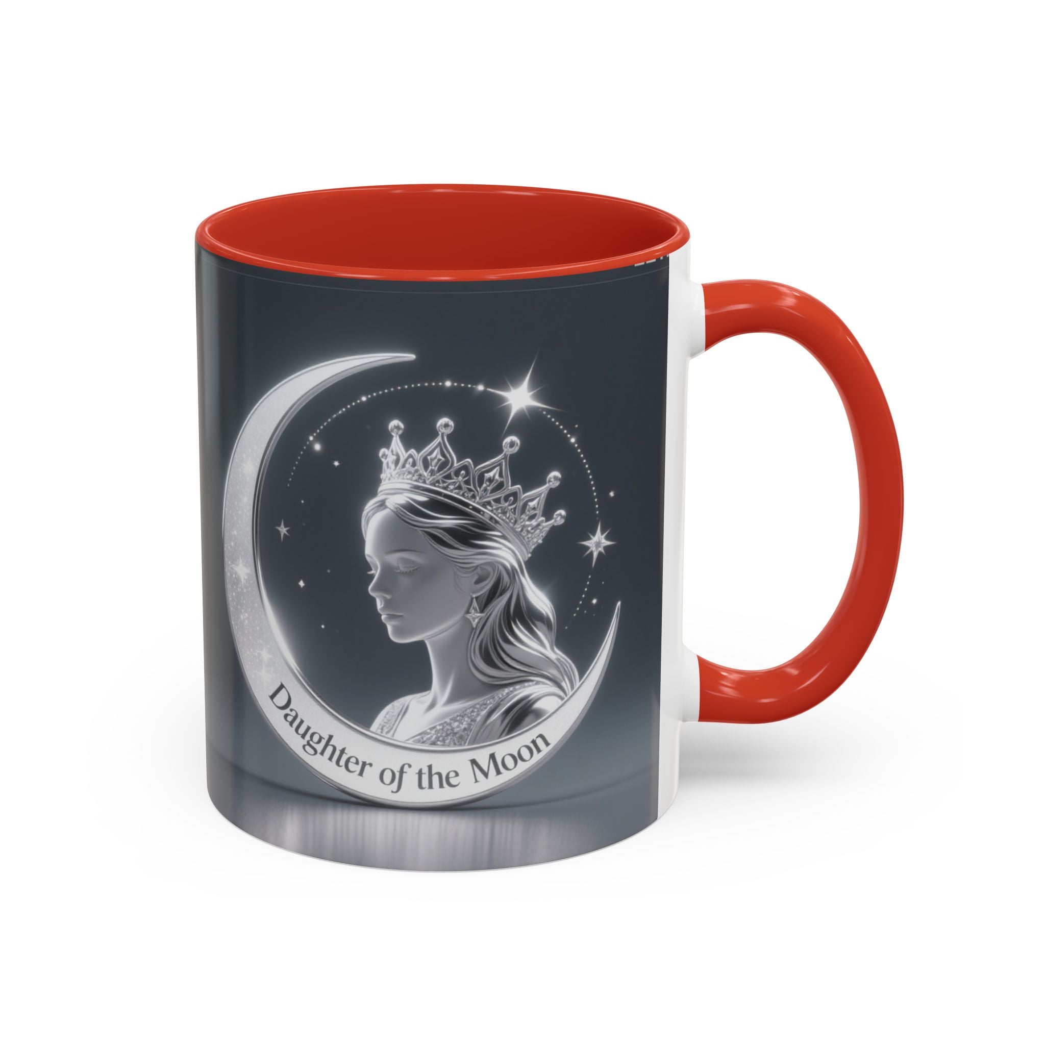 Daughter of the Moon Accent Coffee Mug — Celestial Crowned Woman 11/15oz US