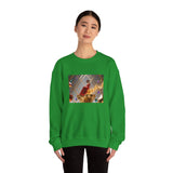 Crewneck Sweatshirt — Elegant Red Gown Art Print (Regal Celebration), ideal for evening wear, highlights an impressive red gown art.