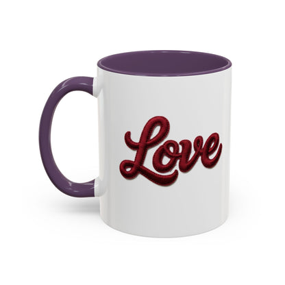 Love Accent Coffee Mug — Red Script Love Design (11oz)