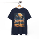 Cosmic Gateway T-Shirt illustration showcasing the retro-futurist vibe with vibrant colors.