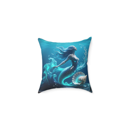 Mermaid Ocean Pillow - Fantasy Sea Nymph Square Throw Pillow  16" × 16" US