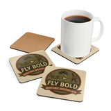 Stylish Vintage Airplane Coasters - 'Fly Bold' Design, highlights include high-gloss MDF surface and vibrant decoration.