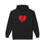 Heart Split Hoodie — Minimal Red Broken Heart Pullover
