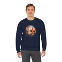 Sweatshirt Men - Sunset Couple Silhouette in Dripping Circle Romantic Landscape against a serene sunset backdrop.