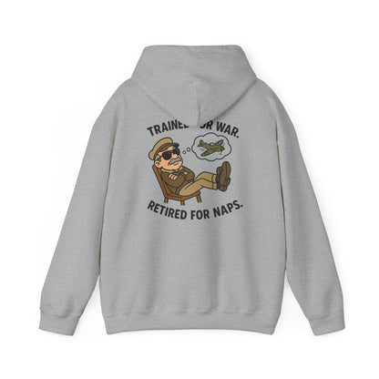 Charming illustration of an aviator relaxing on the Retired Pilot Hooded Sweatshirt — &