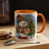 Christmas Snowman Coffee Mug among traditional holiday settings, celebrating the winter season.