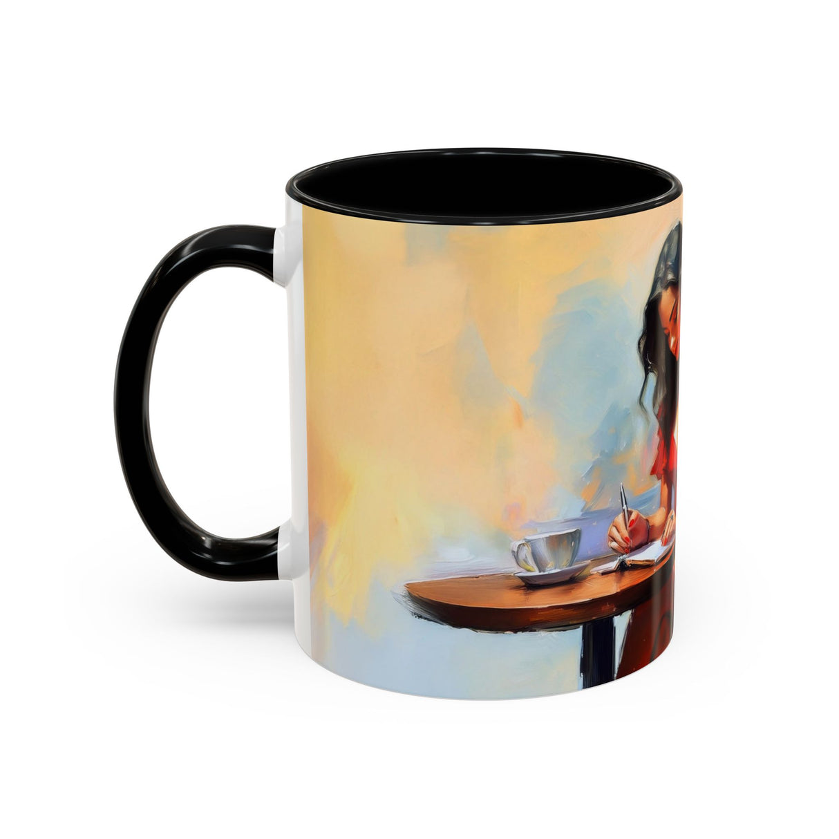 Artistic Red Dress Accent Coffee Mug - 11oz among holiday decorations, ideal for gifting