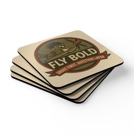 Unique Vintage Airplane Coaster from the 'Fly Bold' Design set, featuring durable cork backing and eye-catching graphics.