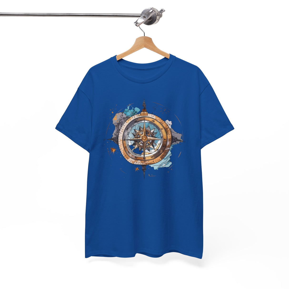 Group of friends wearing Compass Rose T-Shirts while exploring coastal paths — Vintage Nautical Adventure Graphic Tee