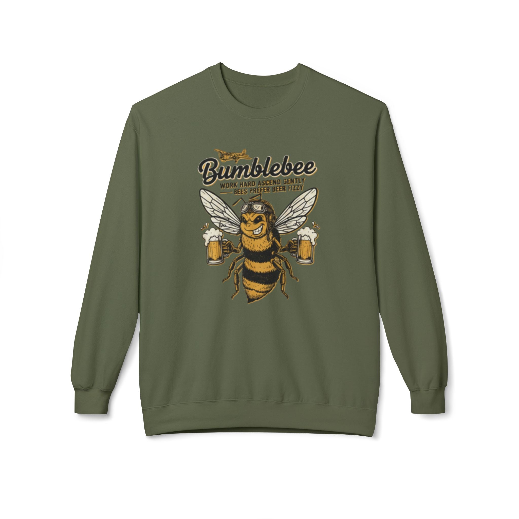 Bumblebee Beer Crewneck Sweatshirt — Playful Bee Graphic Sweatshirt for Beer Lovers US