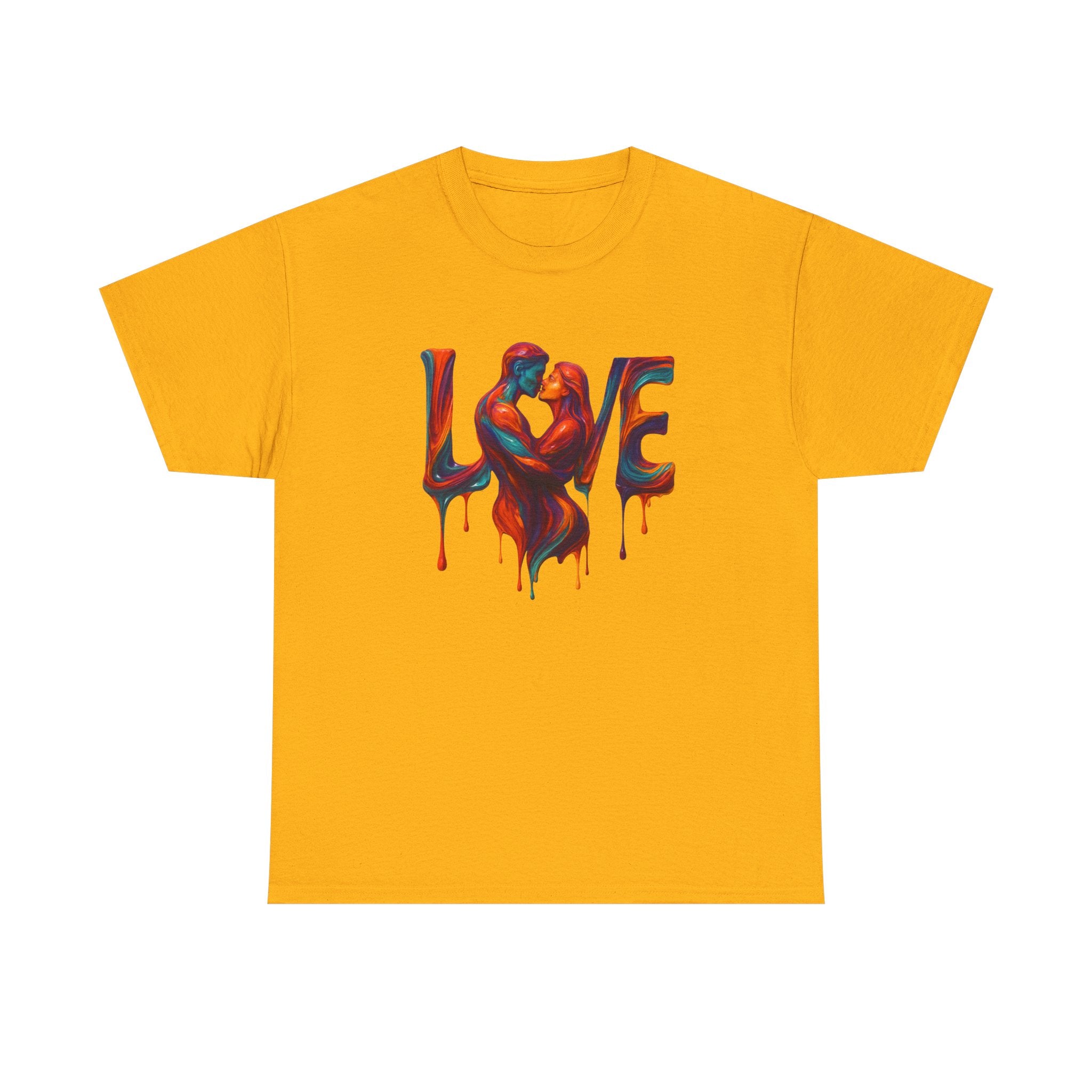 Couple sharing a moment in Love Unisex Heavy Cotton Tee, perfect for anniversaries and celebrations.