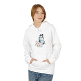 Butterfly Floral Hoodie — Watercolor Blue Butterfly with Pink Flowers US