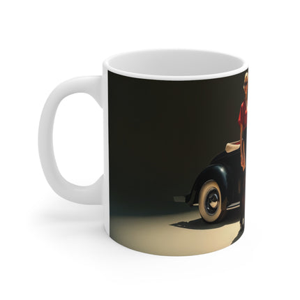 Glamour Woman,  Mug, Enthusiast Gift, Coffee Cup, Retro, Unique, Mug, Glamour, Retro, Woman, Dress, Red