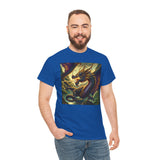 Dragon Compass Graphic Tee displayed in an artistic setting, complementing its bold dragon and compass imagery.
