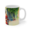Glamour Woman In Red London Mug, Enthusiast Gift, Coffee Cup, Retro, Unique, Mug, Glamour, Retro, Woman, Dress, Red , London