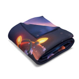 Cute Reindeer Fleece Blanket - Holiday Christmas Cozy Throw for Kids showcasing its durable fabric.