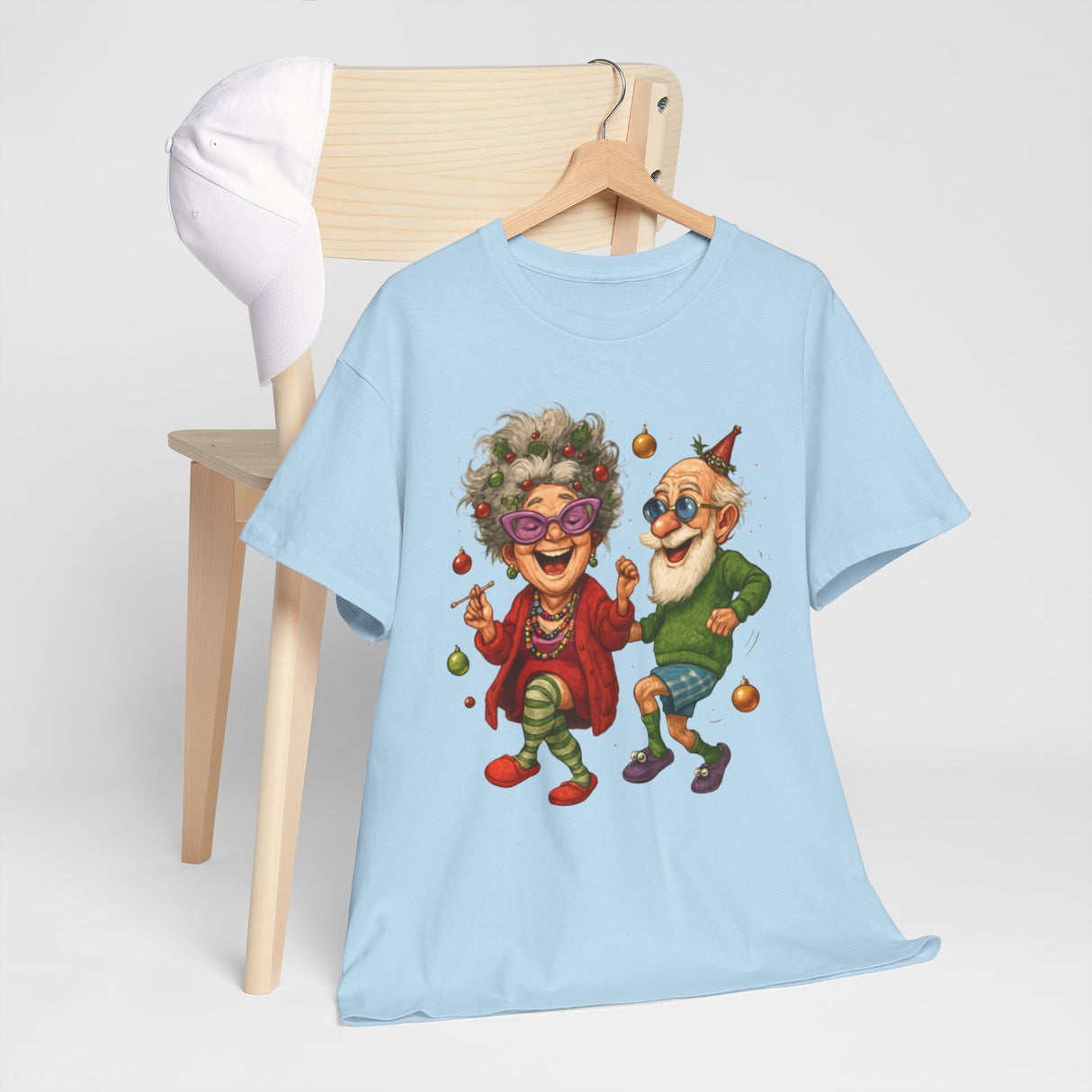 Whimsical Dancing Seniors Illustration T‑Shirt perfect for casual outings and cheerful moments.