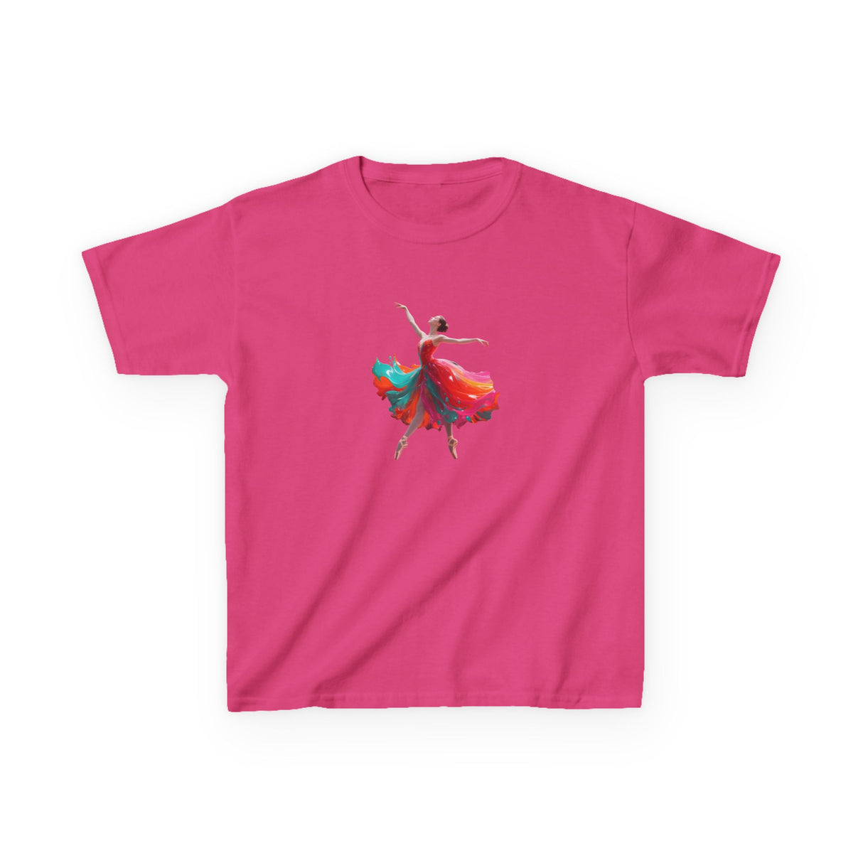 Kids Dance T-Shirt — Colorful Ballerina Graphic Tee made from soft midweight fabric.